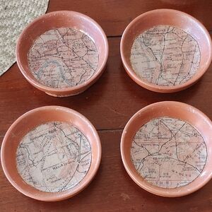 Set of Four Terracotta Map Coasters
